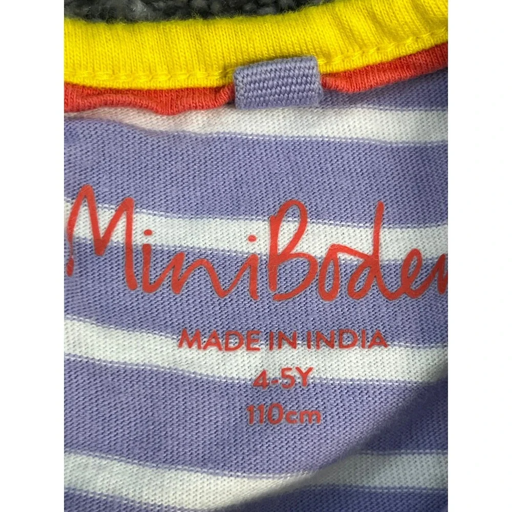 Mini Boden 2 pc Dresses Embroidered Blue Florals and Striped Giraffe Girls 4-5Y